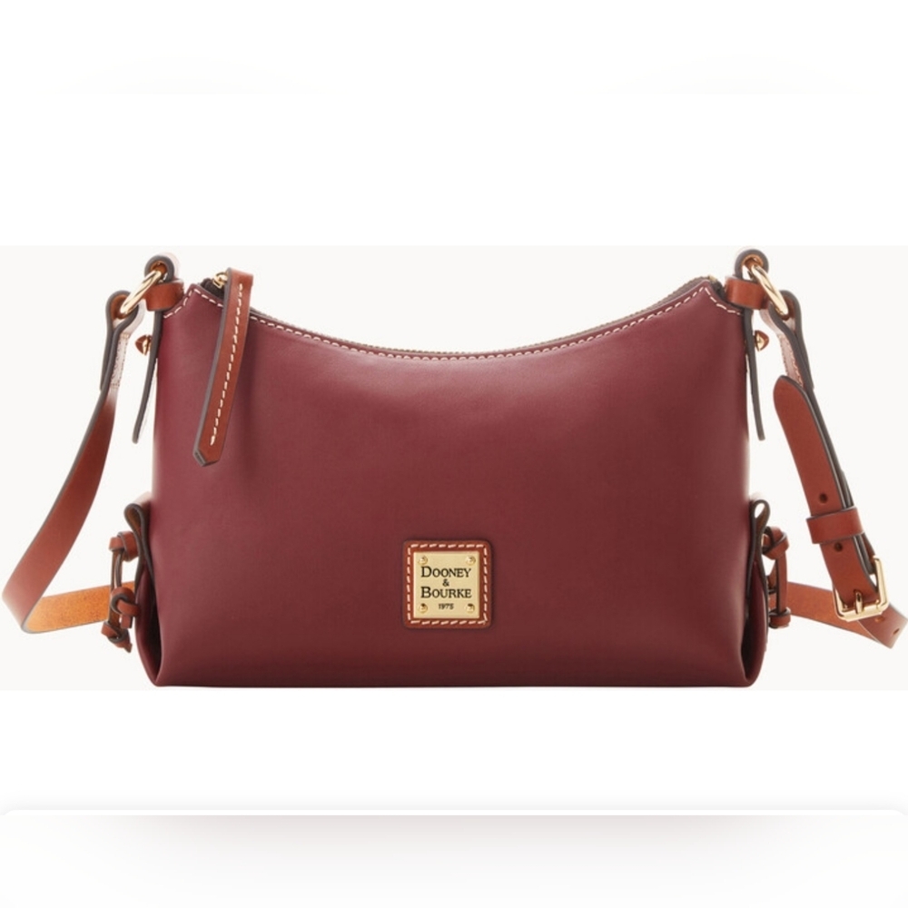 Dooney & Bourke Pennrouse Hobo Crossbody Burgundy Matte Leather Bag